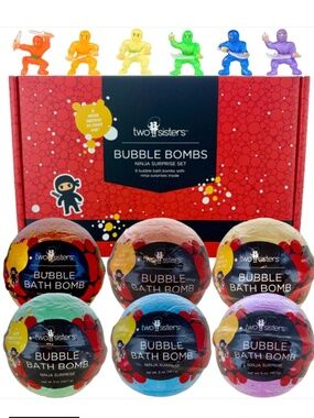 TWO SISTERS BUBBLE BATH BOMBS NINJA SURPRISE SET OF 6